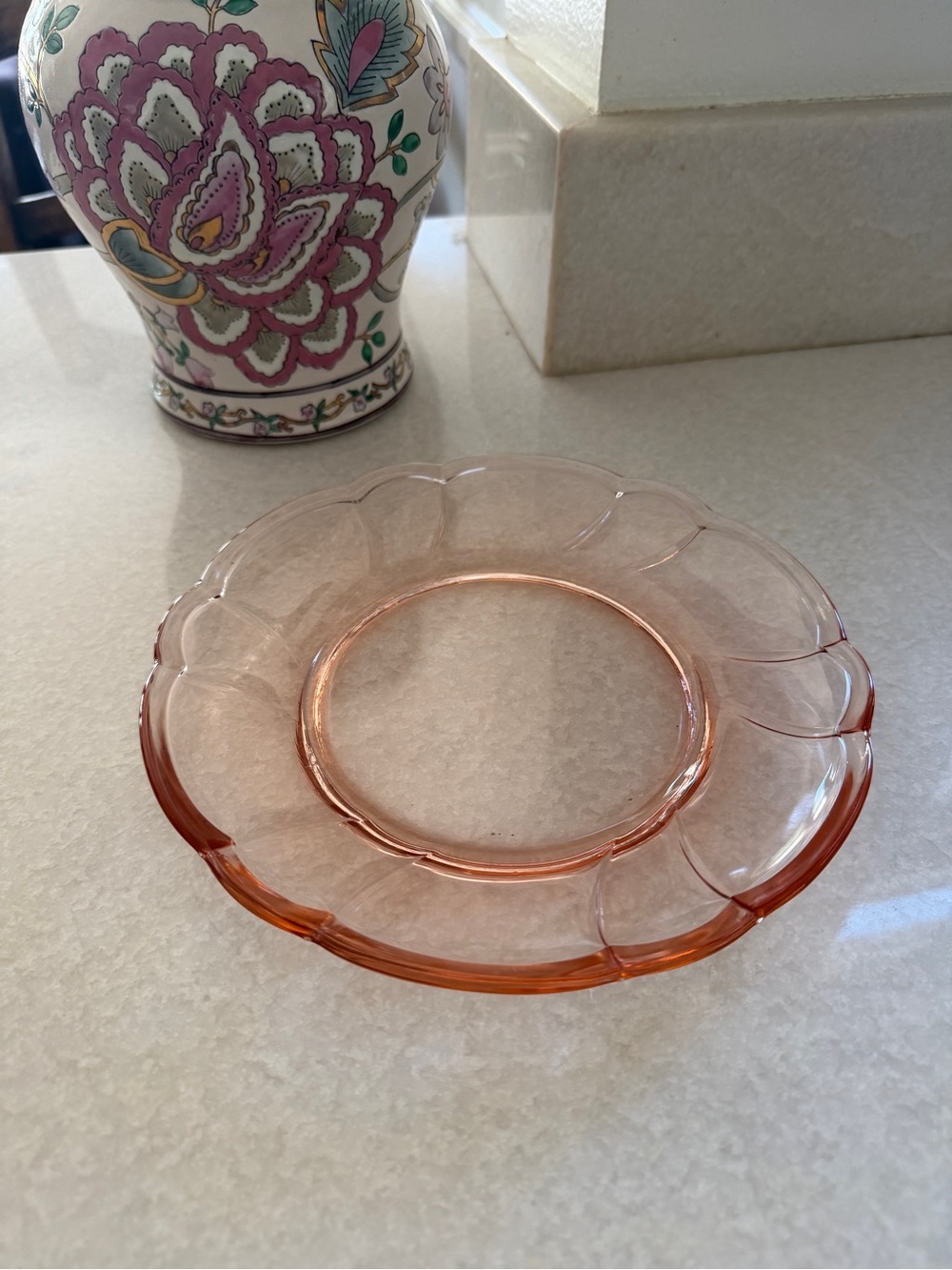 Elegant Pink Depression Glass Accent Plate - Home Accents